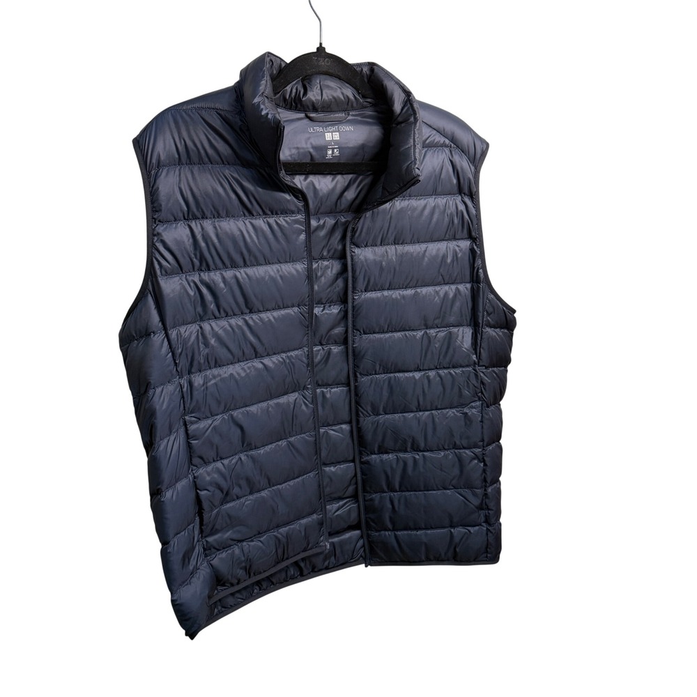 Uniqlo Ultra Light Down Vest Navy Blue Mens Sz L Puffer Sleeveless Jacket *READ*